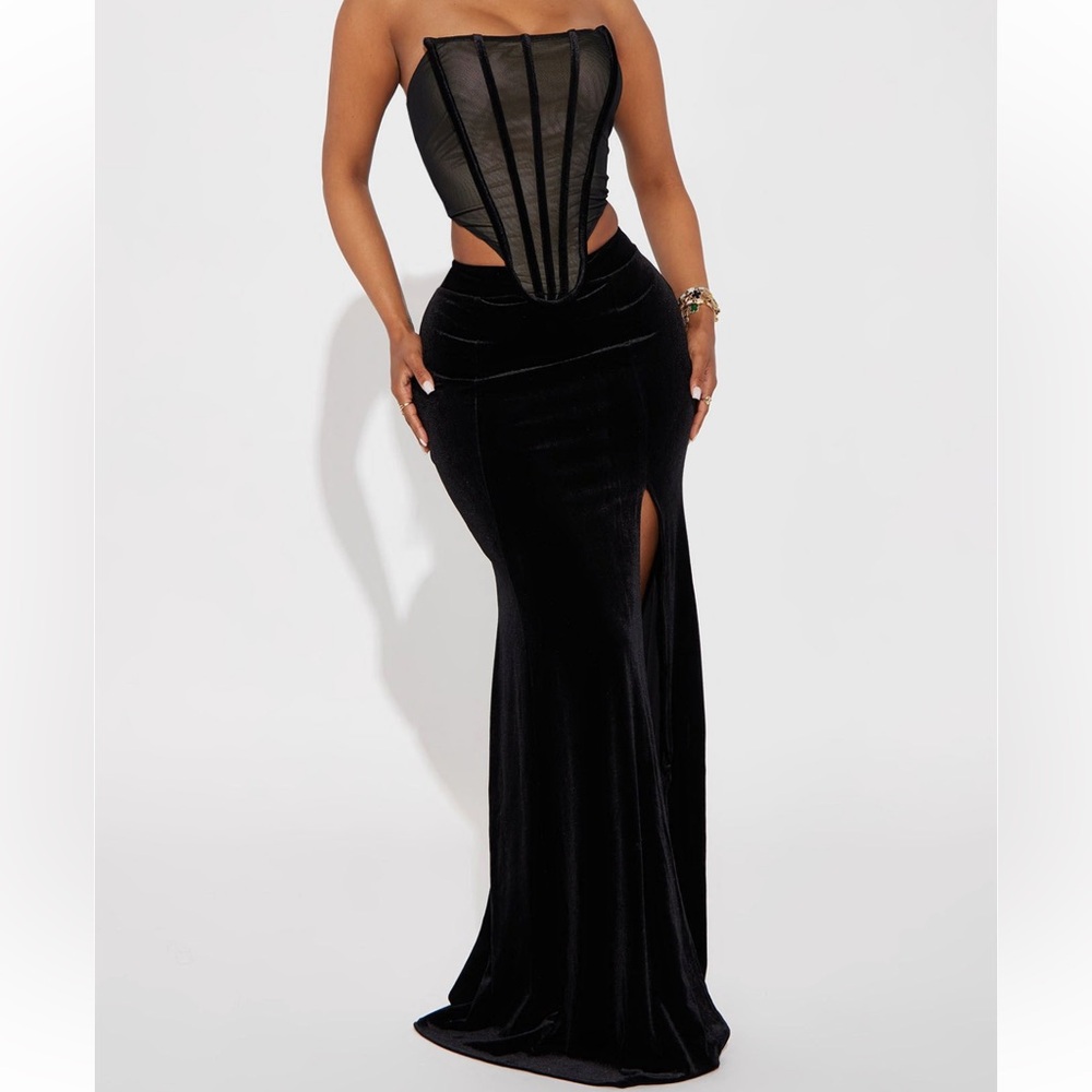 Black velvet maxi dress